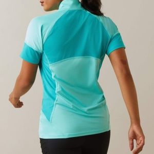 Ariat Cambria Jersey 1/4 zip S/S women's sz sm, 10043470 pool blue/viridian grn
